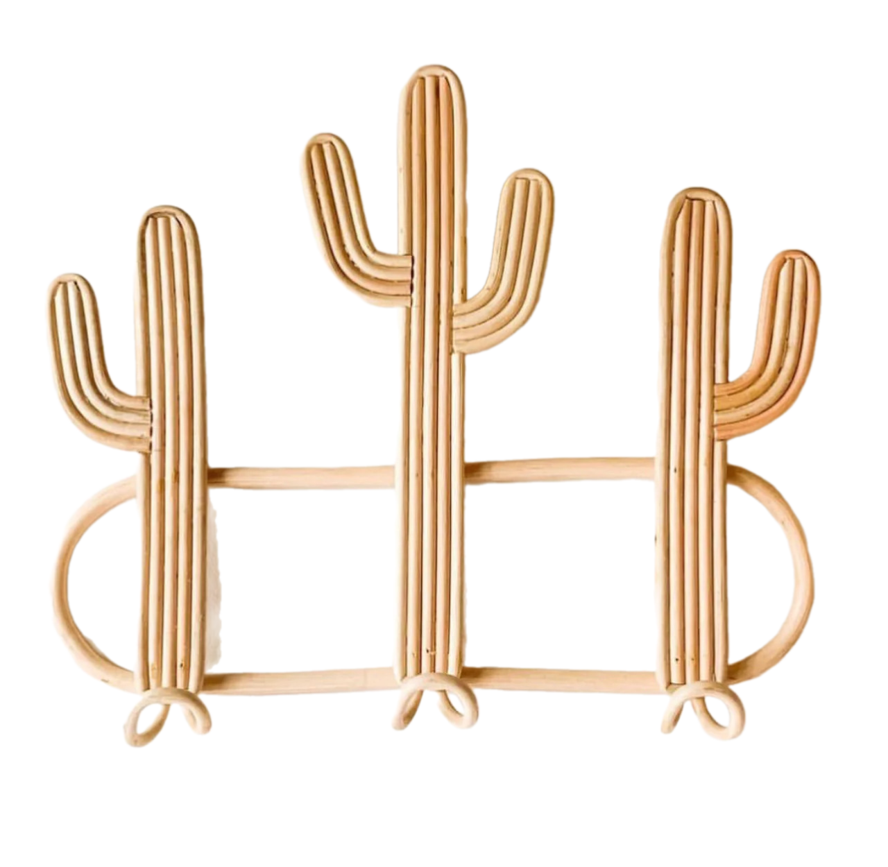 Adorable Rattan Triple Cactus Hook Garments Kids Hanger Decor Boho Nursery Decor Wall Clothes Hanger