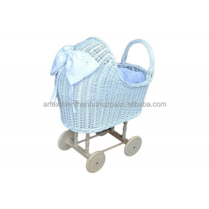 Hot selling Baby stroller Bamboo rattan matte stroller Rattan Stroller, Wicker Rattan Dolls Pram woven wicker and wood