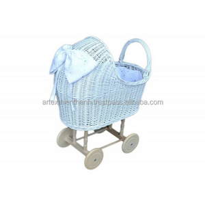 Hot selling Baby stroller Bamboo rattan matte stroller Rattan Stroller, Wicker Rattan Dolls Pram woven wicker and wood