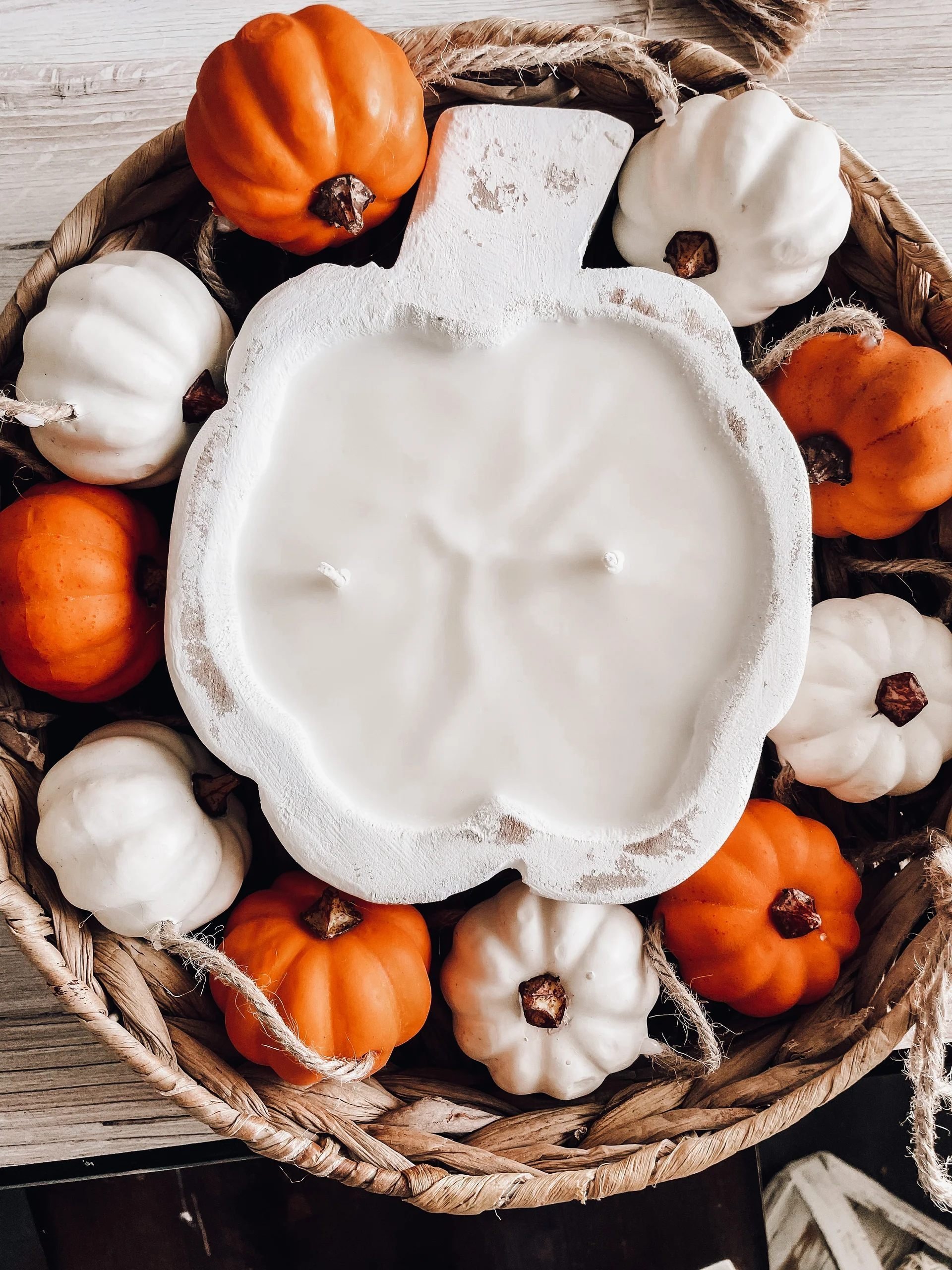 White Mini Pumpkin Dough Bowl Candle Dough Bowls For Decor Natural Material Decorative Bowl Home Decor 10 Inch