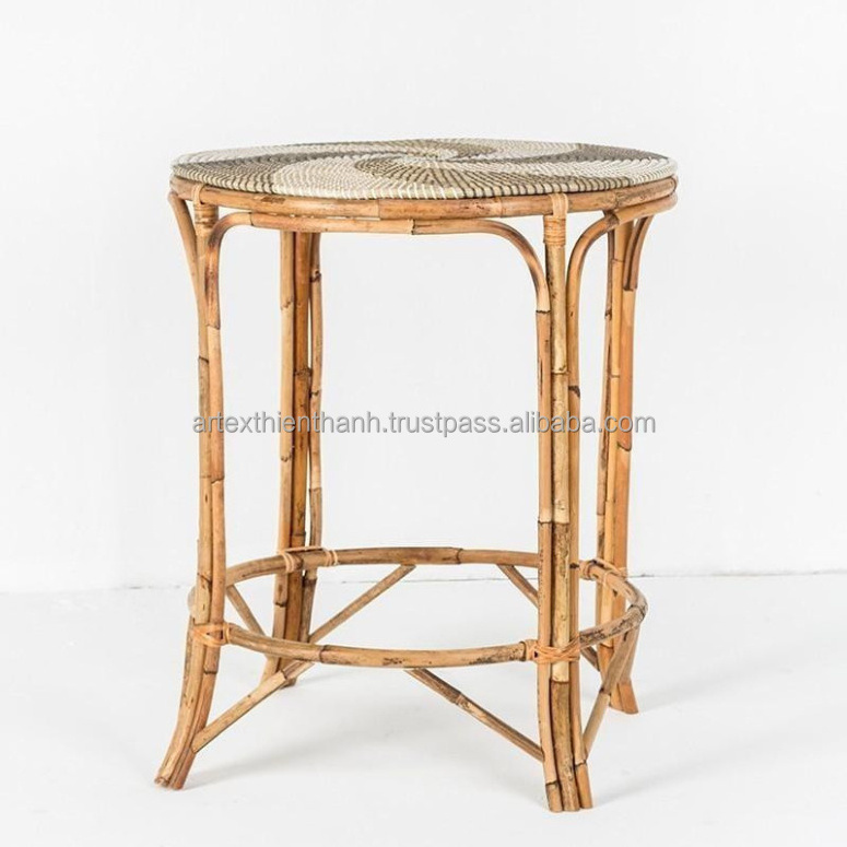 Luxury Round Coffee Table Sets Living Room rattan side table seagrass side tables for sofa in living room handmade in Vietnam