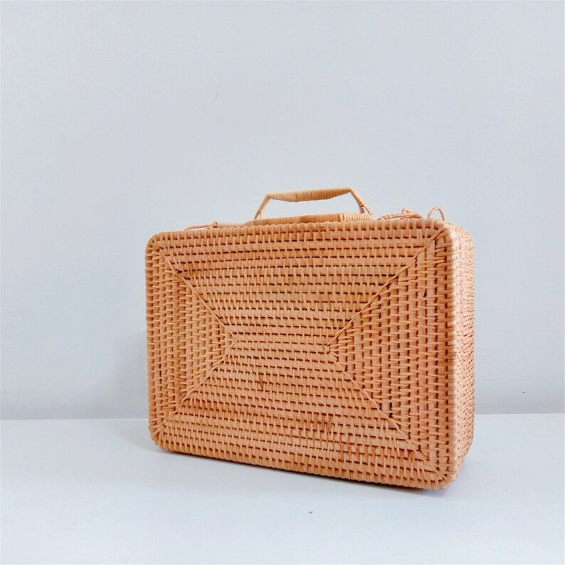 Handmade rattan woven basket with handle decor fruit vegetable bread basket desktop cosmetics storage box housewarming gift