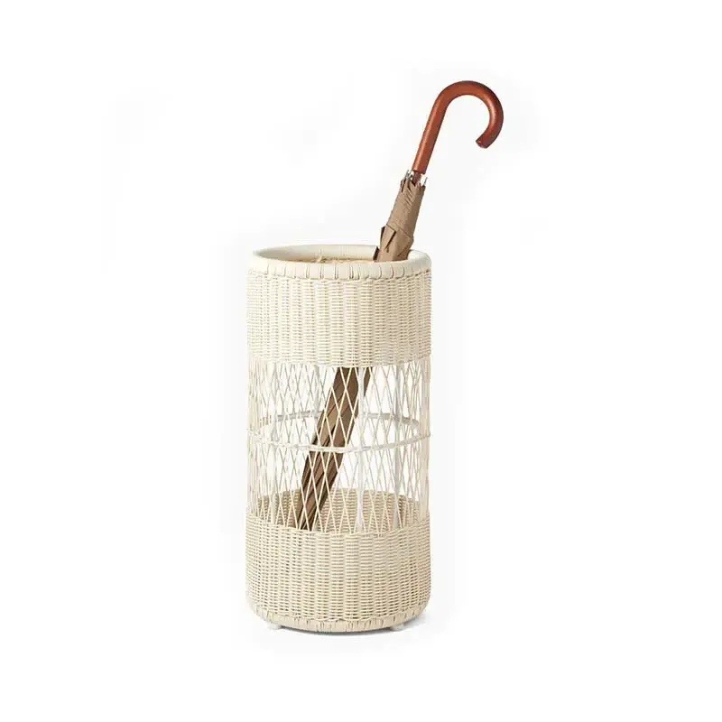 Wicker Woven Rattan Umbrella Stand Rustic Boho Umbrella Holder Tall Wicker Basket Handwoven Hallway Narrow Basket Wholesale