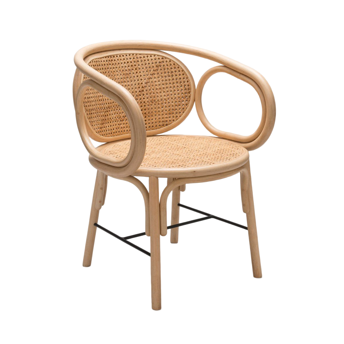 Nordic Home Furniture Dining Side Chair with Cane Rattan Seat Rattan Woven Dining Arm Chair Indoor Outdoor Accents Furniture