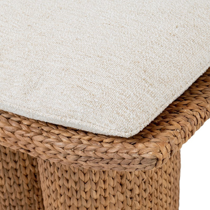 Water hyacinth woven benches with a knife edge seat cushion for living room out door bench sear