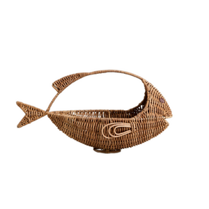 New Design 2024 Rattan Fish-shaped Basket Sustainable Brown Fish Rattan Storage Basket For Kitchen Decoration