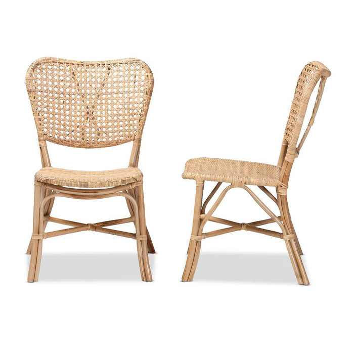 Modern Bohemian Natural Brown Finished Rattan Dining Chair Set Of 2 Rattan Chair Wholesales From Vietnam