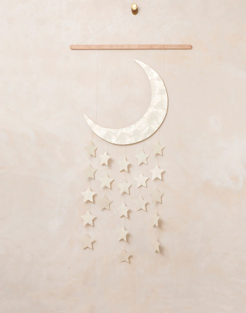 Cute Eye-catching Items Moon & Stars Mother Of Pearl Wall Hanging Decor For Kids Room And Nursery New Collection In 2024