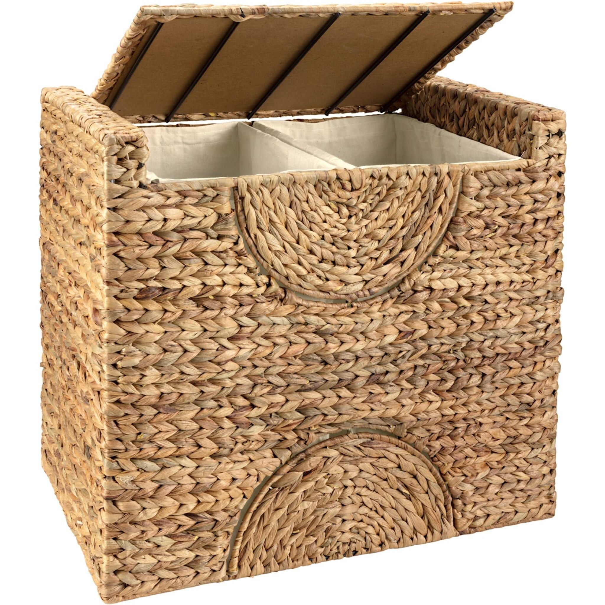 Multifunctional Convenient Natural Water Hyacinth Stool Woven Sitting Chair With Storage Basket In Living Home Decor