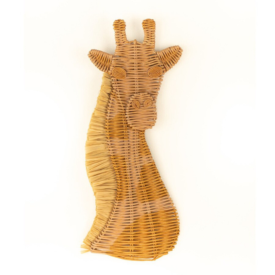 Nursery and playroom decoration rattan Giraffe head wall hanging decor Safari Jungle Nursery Animal wall hanging