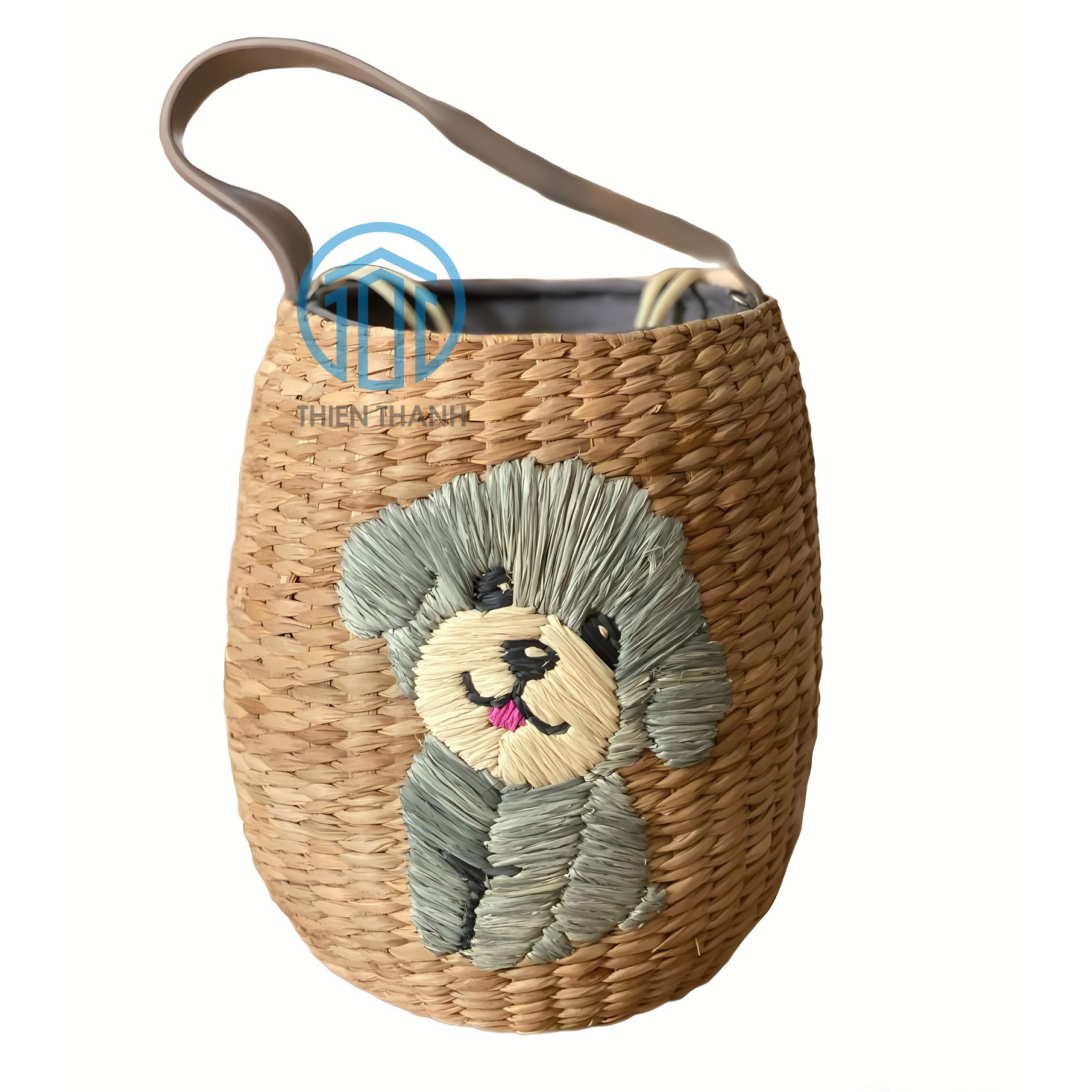 Lovely animal theme collection water hyacinth dog pattern summer women's handbags Boho Bohemian Handwoven Straw Bag