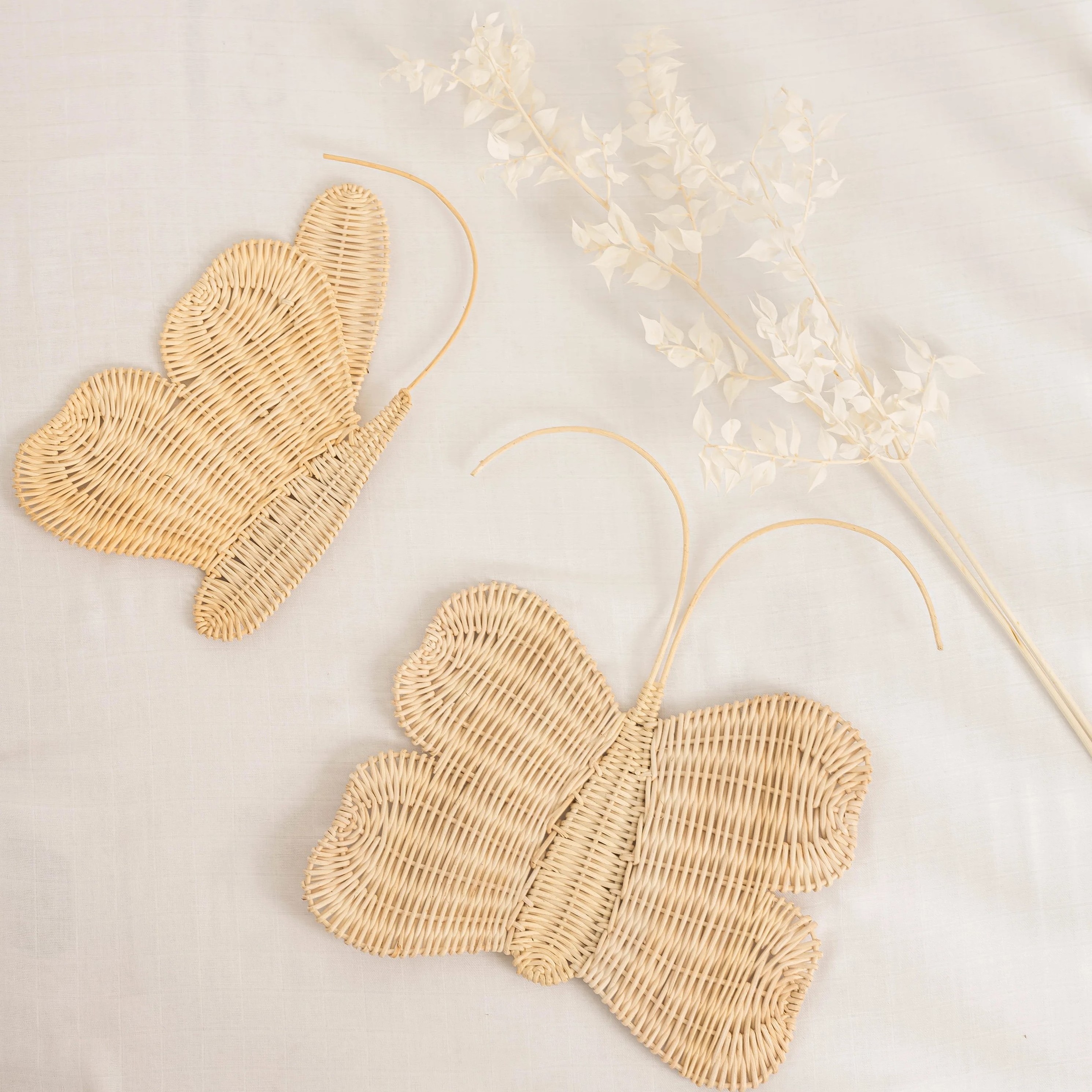 Adorable Butterfly Rattan Wall Hanging Decoration Baby Nursery Rattan Mounted Wall Collection