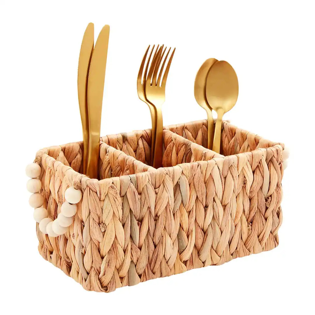 High quality Farmhouse Woven Utensil Holders Adorable Water Hyacinth Utensil Holder Hyacinth Utensil Rack Kitchen Tools