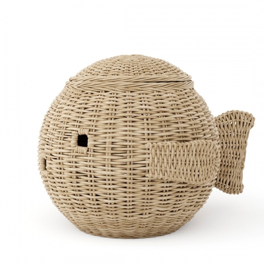 Cute Fish Shaped Basket With Lid Hand Woven Rattan Storage Basket Perfect For Kids Toys And Decoration