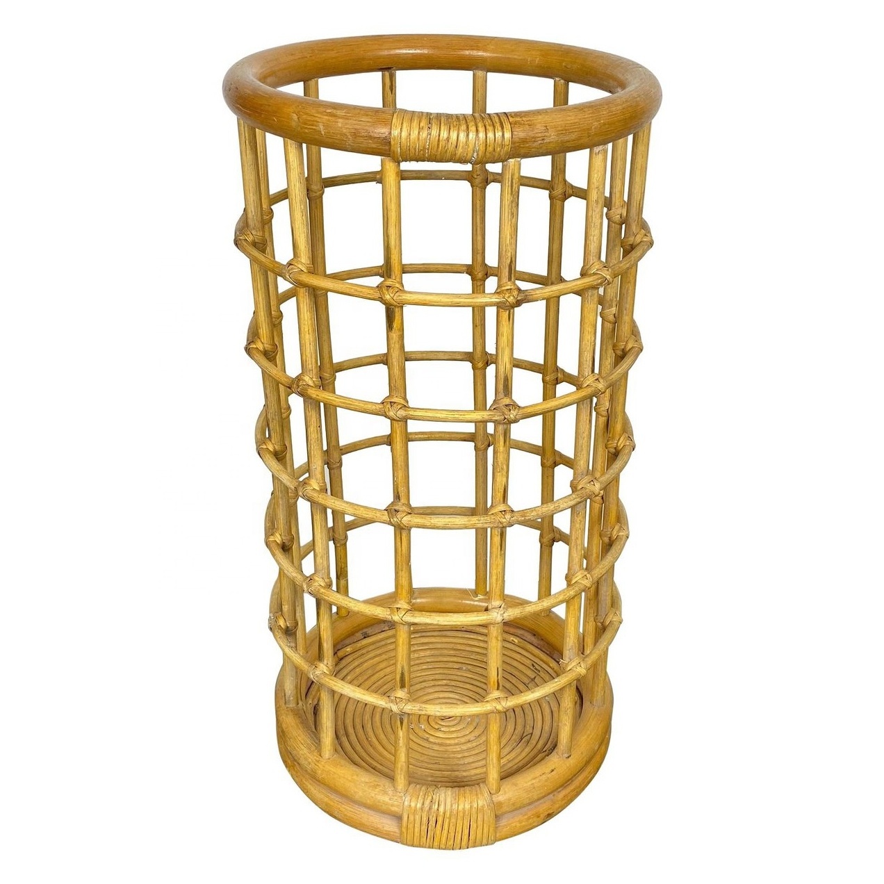 High quality hand woven natural rattan outdoor umbrella stand wicker rattan umbrella holder handmade from Vietnam