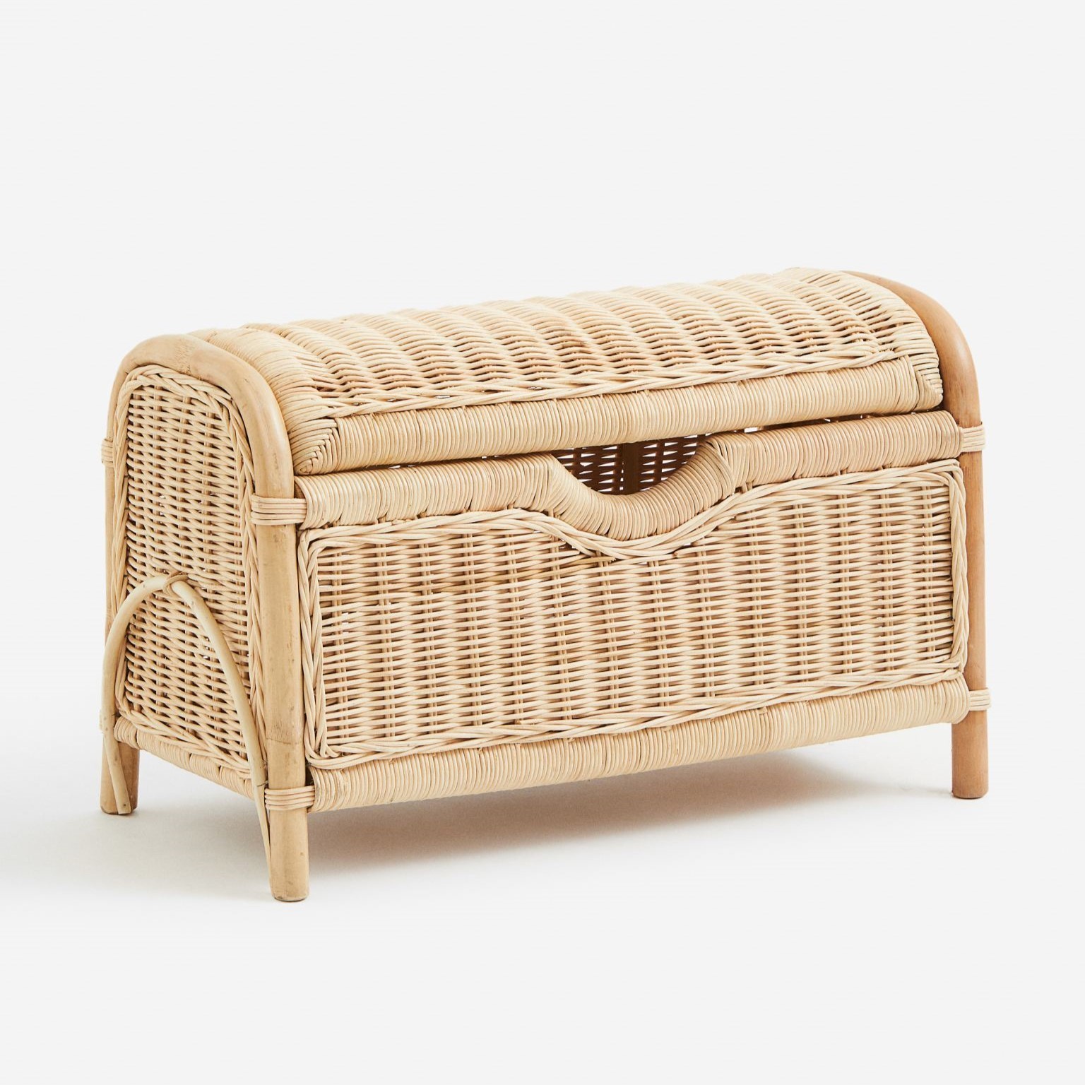 New Arrival Handmade Natural Rattan Storage Bench Wicker Rattan Storage Baket For Kids Playing Room Toys Basket For Babies