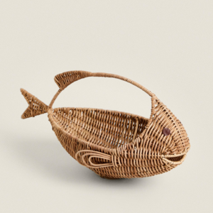 Fish Shaped Rattan Baskets With Handle Rattan Bread Basket Serving Tray With Handle Food Snack Serving Holders for Home Kitchen