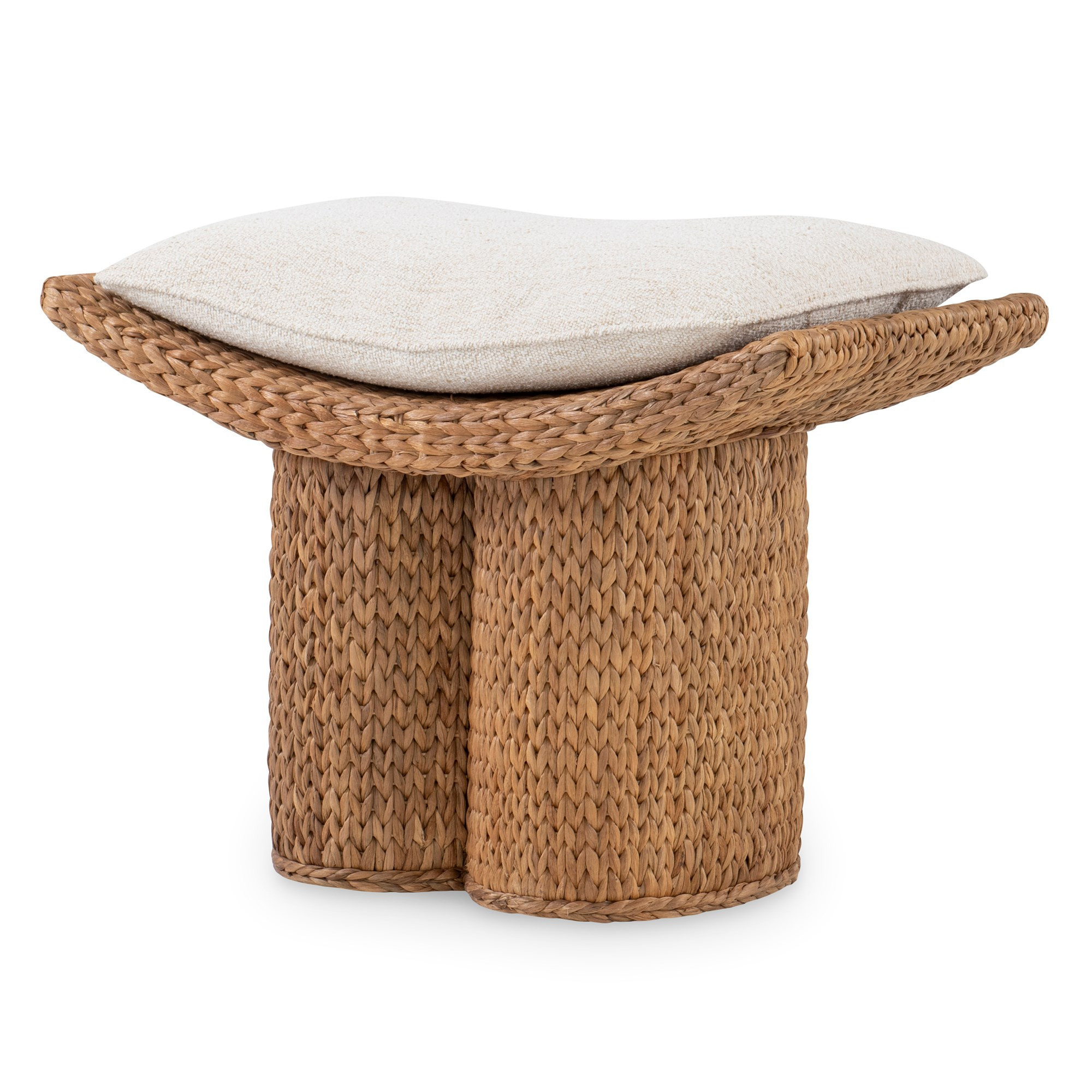 Water hyacinth woven benches with a knife edge seat cushion for living room out door bench sear