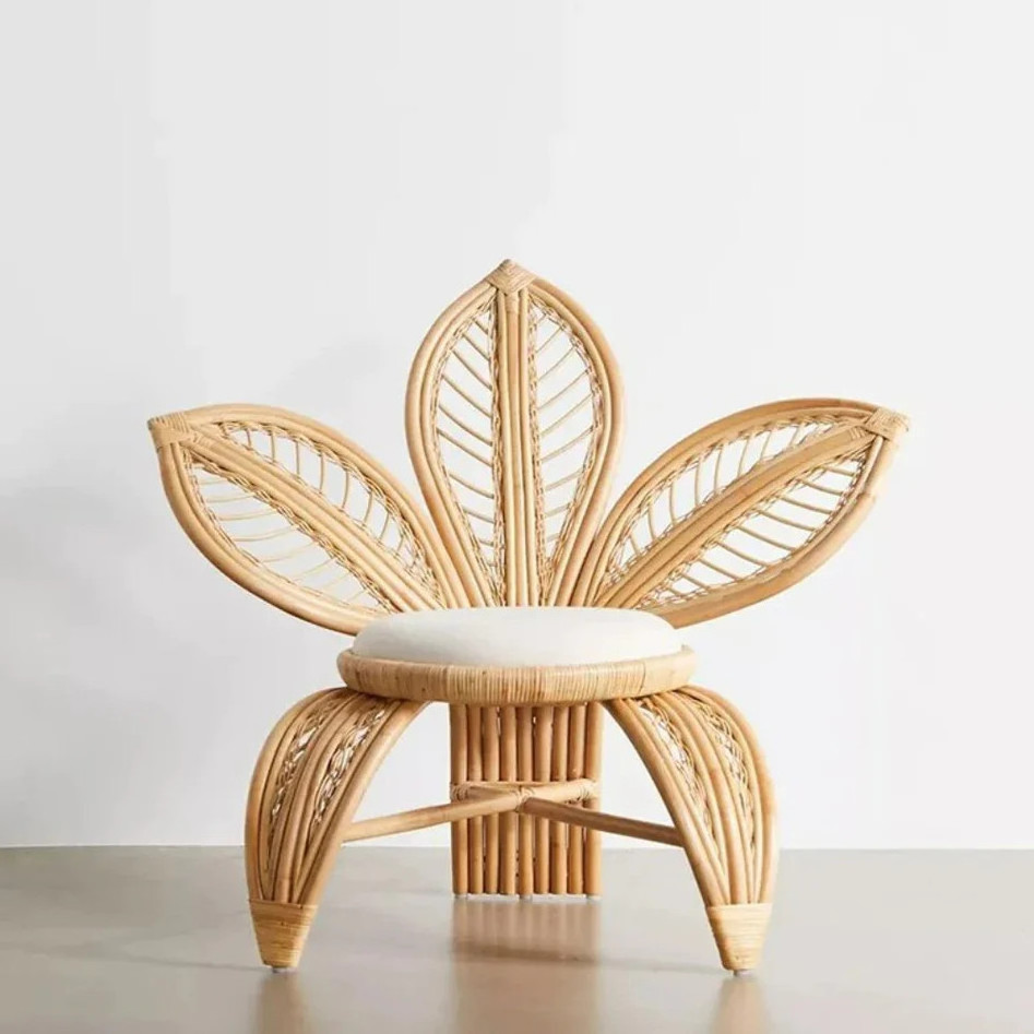 New design flower shaped handmade natural eco-friendly rattan chair for home furniture sustainable material made in Vietnam