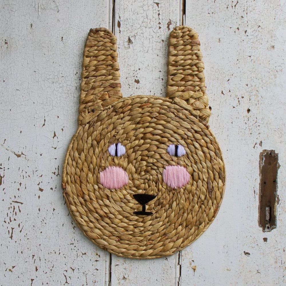 Adorable Design Water Hyacinth Bunny-shaped Wall Decoration Funny Faceshape Hyacinth Mounted Decor