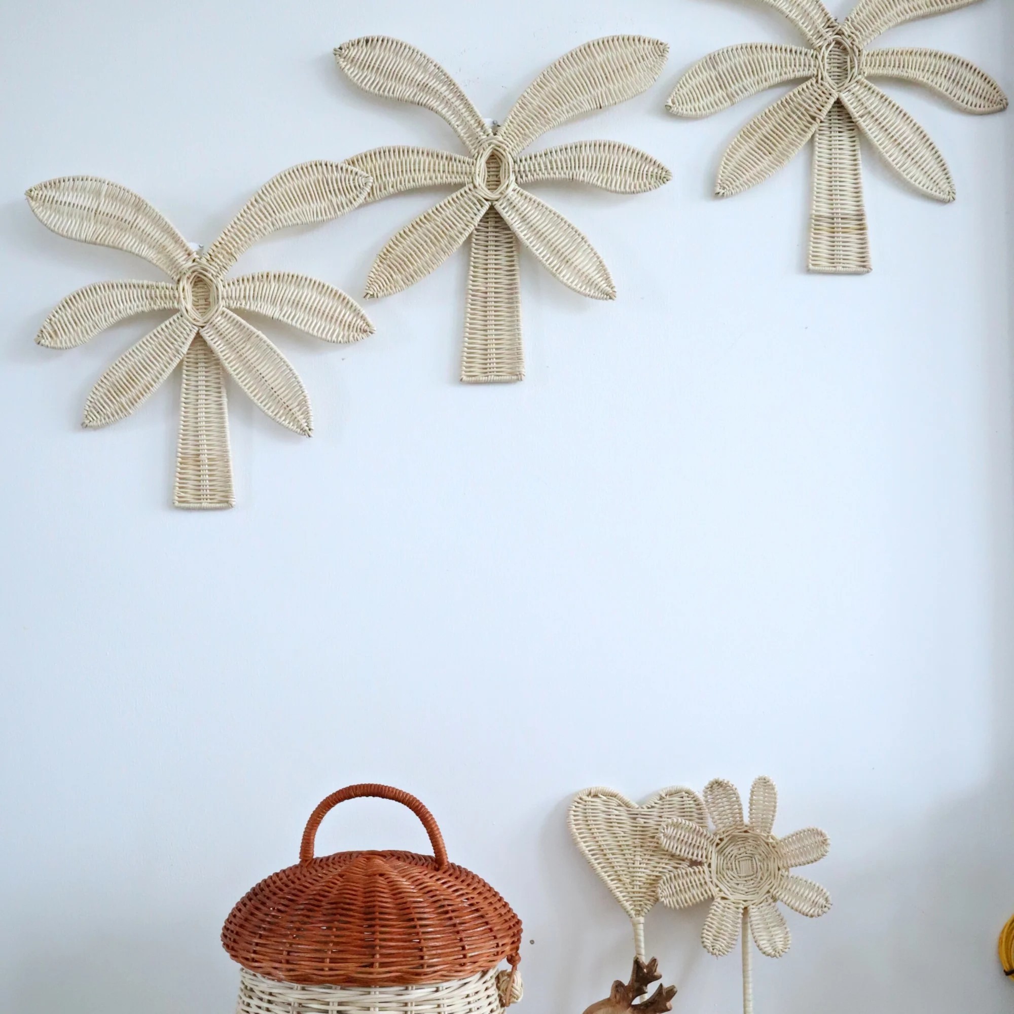 Best Choice Rattan Palm Tree Wall Hanging Set Popular Palm Tree Hanging Decoration Set