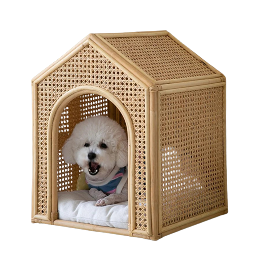 High Quality Natural Rattan Woven Pet Cage Suitable for Small Pet Natural Material From Viet Nam Rattan Kennel Natural Pet Cages