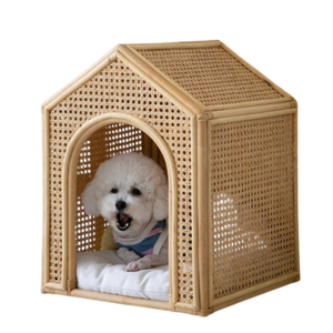 High Quality Natural Rattan Woven Pet Cage Suitable for Small Pet Natural Material From Viet Nam Rattan Kennel Natural Pet Cages