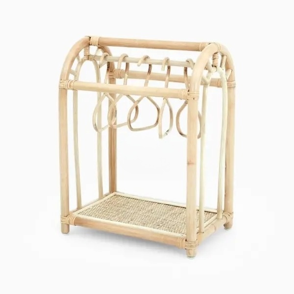 Eco-friendly kid interior natural rattan doll clothing rail rack rattan clothes rack for playing room wholesale from Vietnam