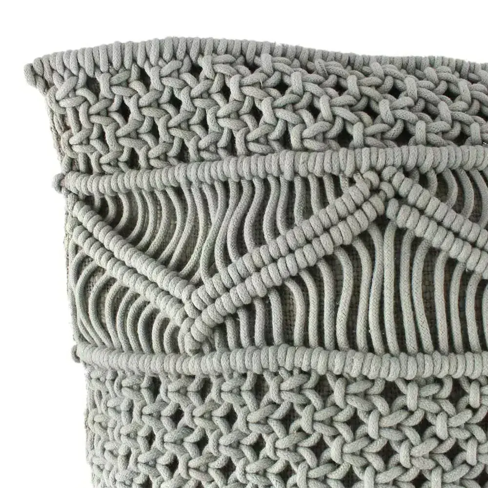 Harmonious Grey Macrame Cotton Cushion Cover Exquisite Macrame Pillow Case Made From 100% Cotton