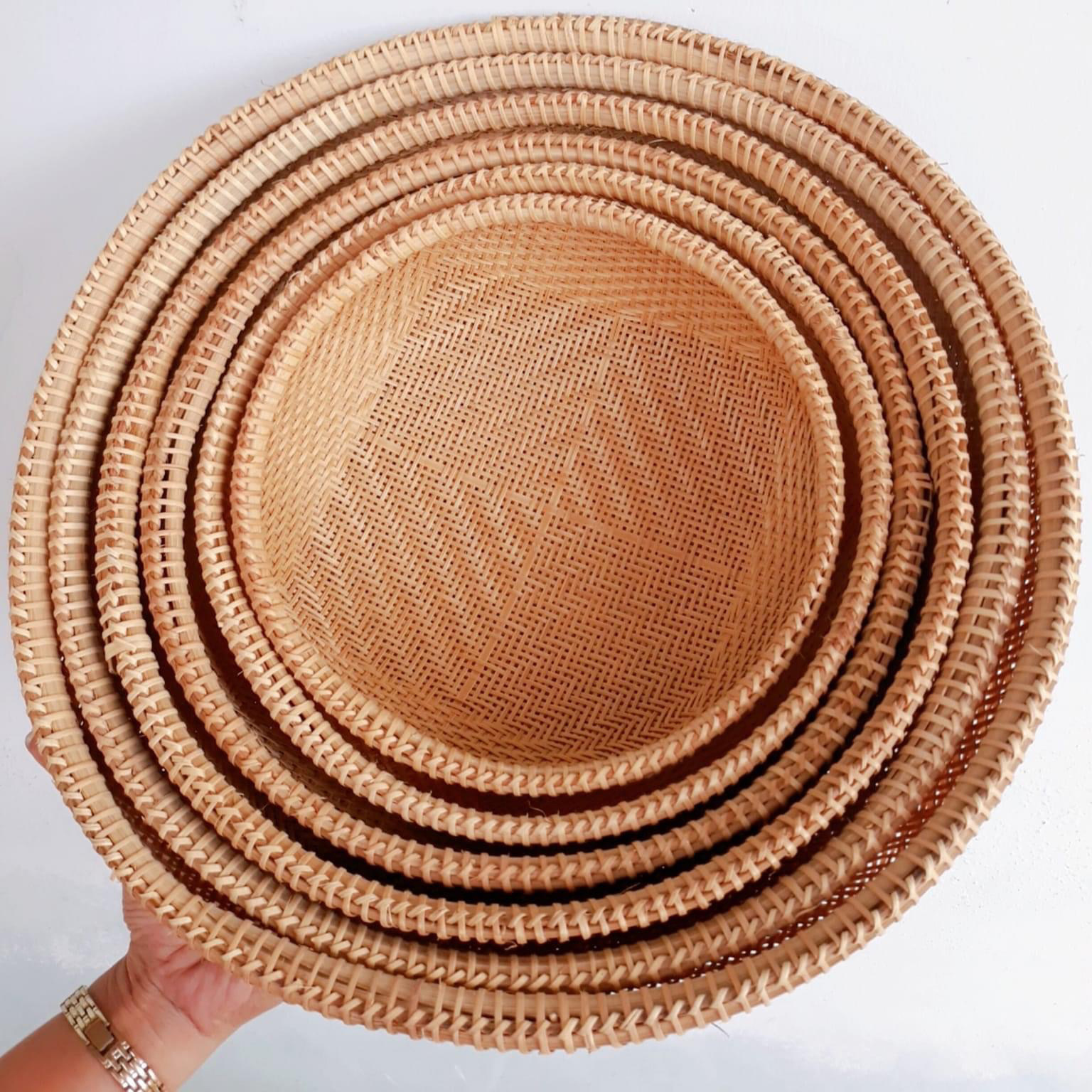 Full sizes Vietnam Traditional Handmade Round Bamboo Woven Small Tray bamboo tray food tray