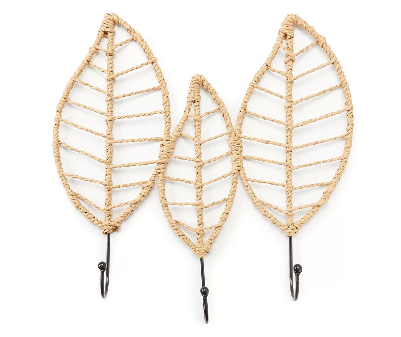 Wrapped Leaf Hanging Wall Hook Rattan Triple Cactus Hook Garments Kids Hanger Decor Boho Wall Clothes Hanger