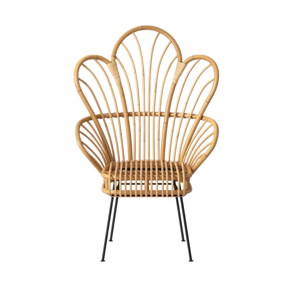 New Design 2024 Rattan Fan-Back Accent Chair Meticulous Rattan Floral Sitting Chair From Vietnam