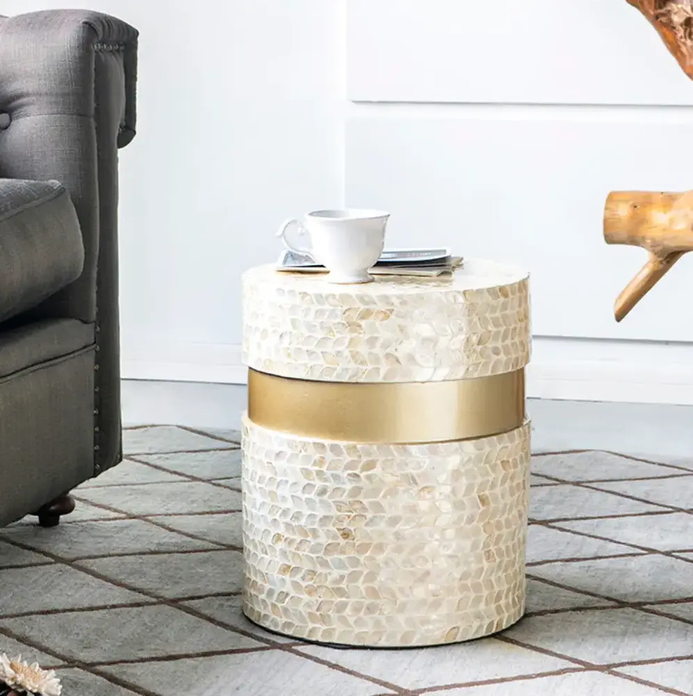 Essential for your living room Step stool Modern Mother of pearl inlaid stool natural seashell stool for furniture