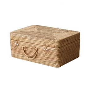 Handmade rattan woven basket with handle decor fruit vegetable bread basket desktop cosmetics storage box housewarming gift