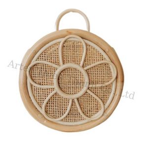 New Arrival Daisy Rattan Wall Basket Boho Nursery Decor Hand woven Vintage Wall Hanger Storage Basket For Nursery Kid decor