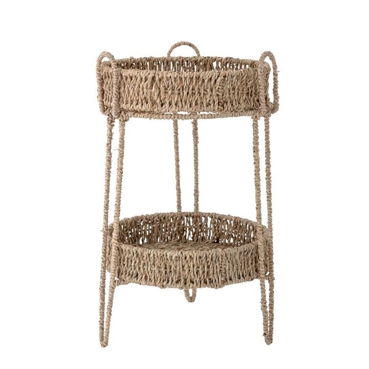 High-quality New Arrival Seagrass Shelf Home Living Room Nature Seagrass Pedestal Woven Seagrass Shelf 2 tiers handmade