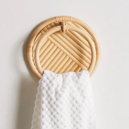 Wholesale rattan towel rack towel wall hanging towel rack circle bar suitable for decor hanging clothing