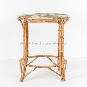 Luxury Round Coffee Table Sets Living Room rattan side table seagrass side tables for sofa in living room handmade in Vietnam