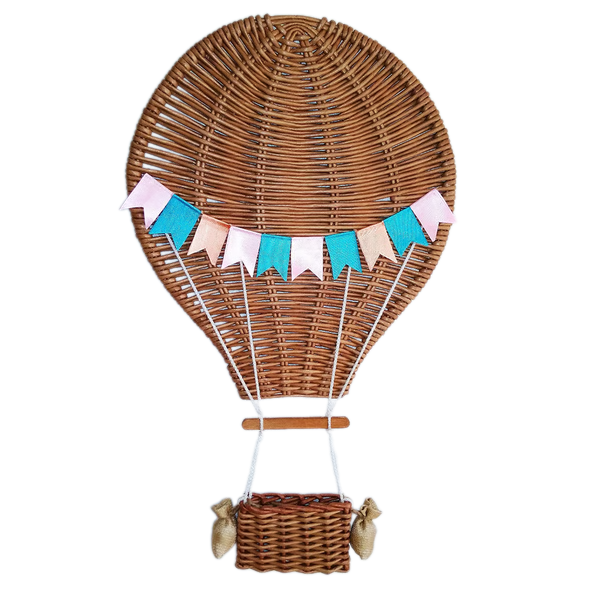 Baby Nursery Hot Air Balloon Hanging Wall Decoration Delightful Rattan Balloon Mounted Decor For Kids Room