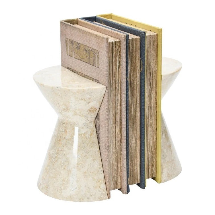 Heavy Decorative Book Stoppers with Non-Skid Bottom Handcrafted Solid Marble Bookends For Bookshelf Decor