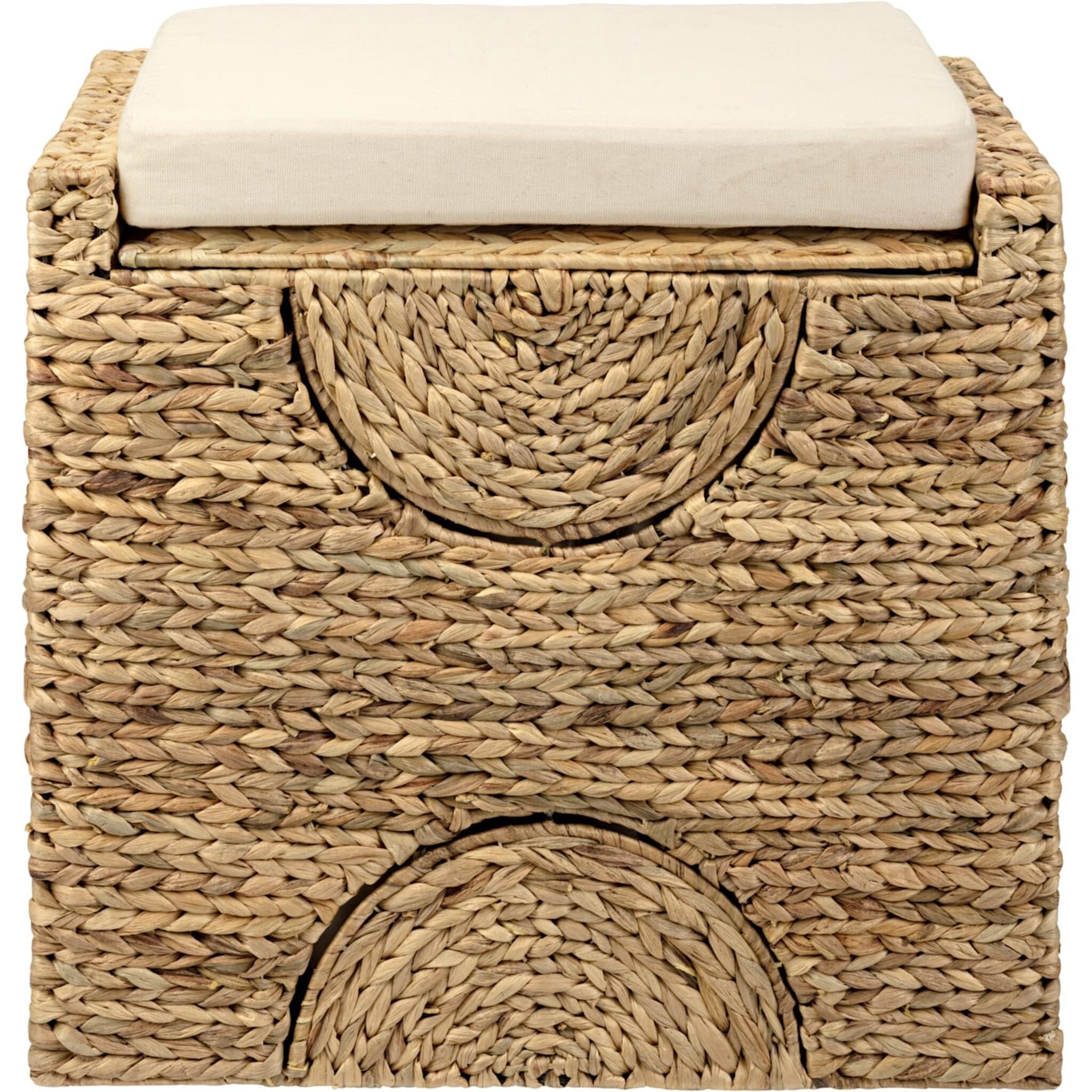 Multifunctional Convenient Natural Water Hyacinth Stool Woven Sitting Chair With Storage Basket In Living Home Decor