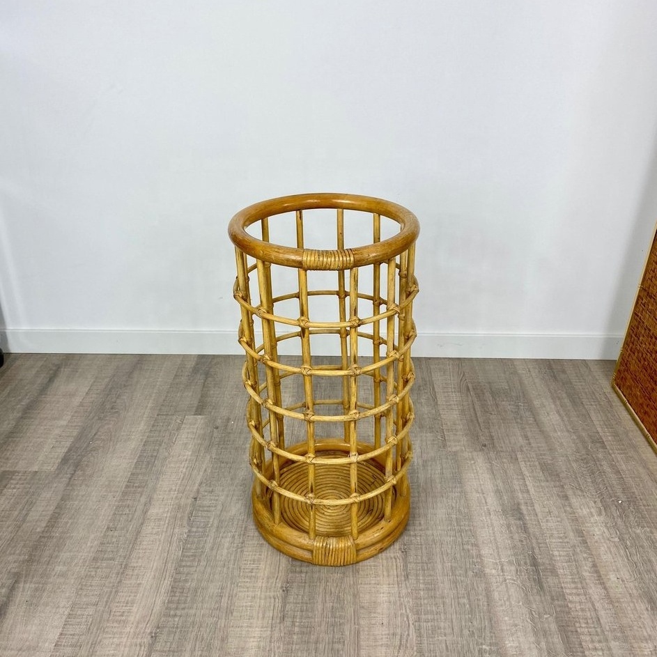 High quality hand woven natural rattan outdoor umbrella stand wicker rattan umbrella holder handmade from Vietnam