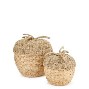 Wholesale seagrass mix water hyacinth baskets with lids handcrafted closet storage organization from Vietnam