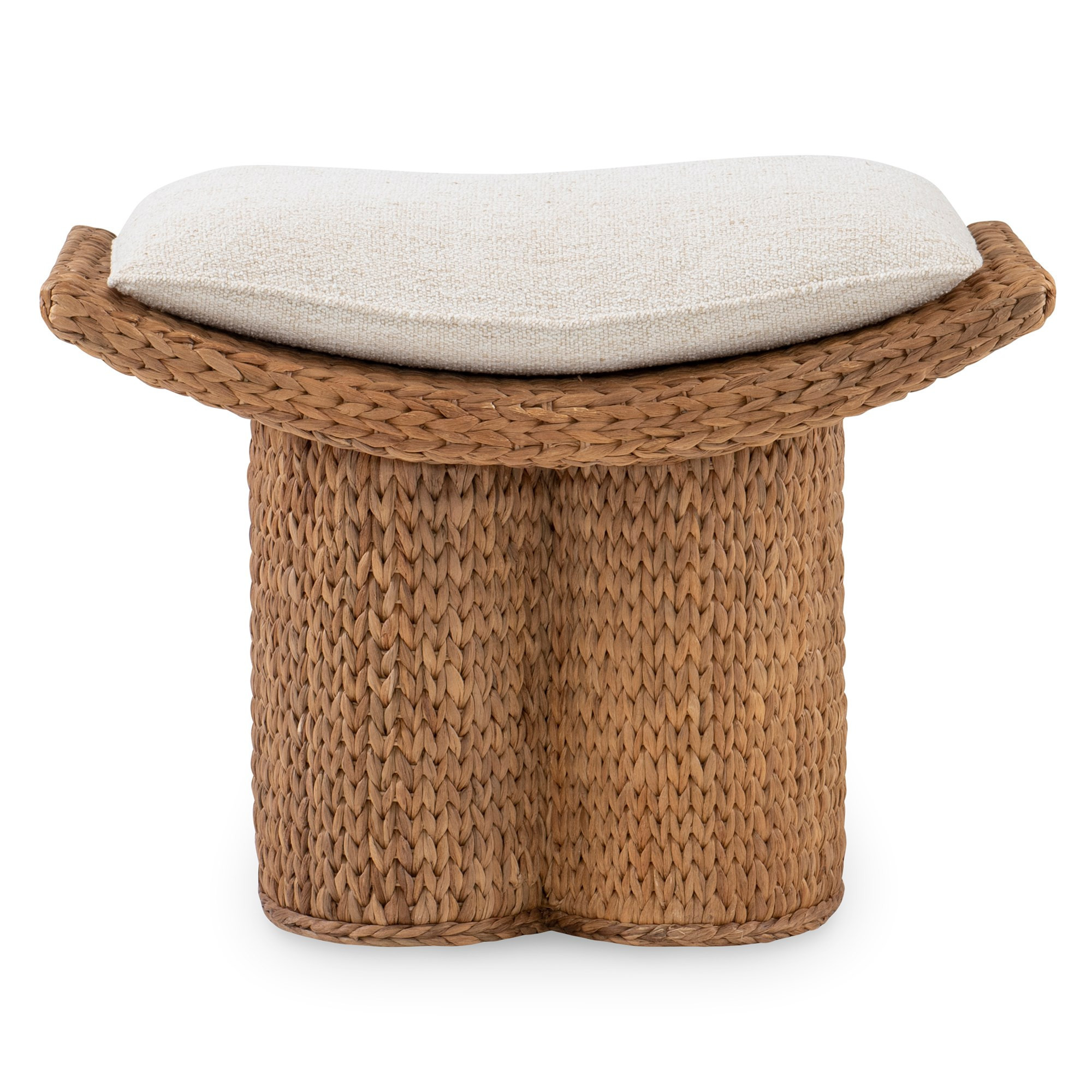 Water hyacinth woven benches with a knife edge seat cushion for living room out door bench sear