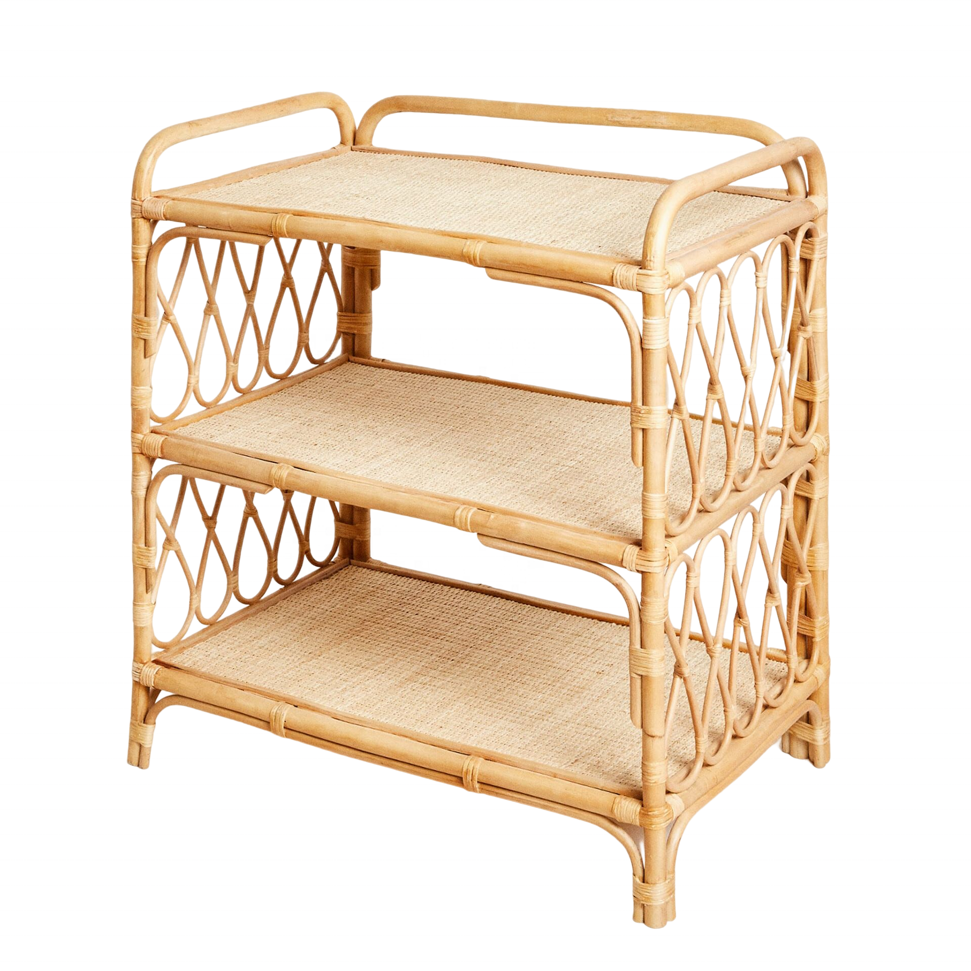 Sustainable Adorable High quality Rattan shelf bookcases shelf Children rattan shelf RATTAN BABY CHANGING TABLE