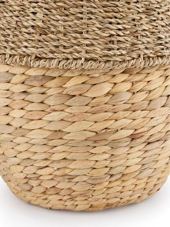 Wholesale seagrass mix water hyacinth baskets with lids handcrafted closet storage organization from Vietnam