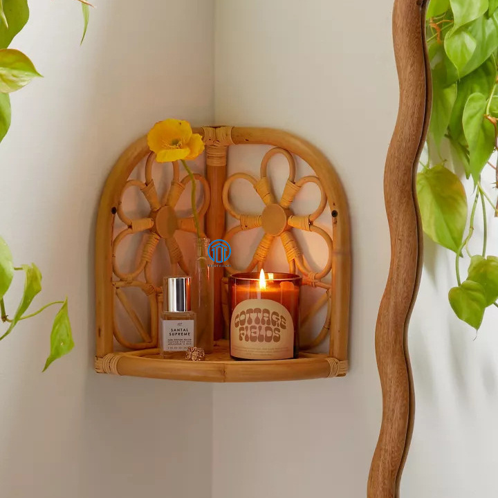 One-of-a-kind Variance Whimsical Motifs Blend With Boho Materials Perfectly For Your Corner Rattan Well Decorative Shelf