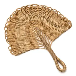 Wholesale Elegant Natural Rattan Hand Fan Wall hanging Fan For Home Decorative Hand Fan For Christmas Holiday