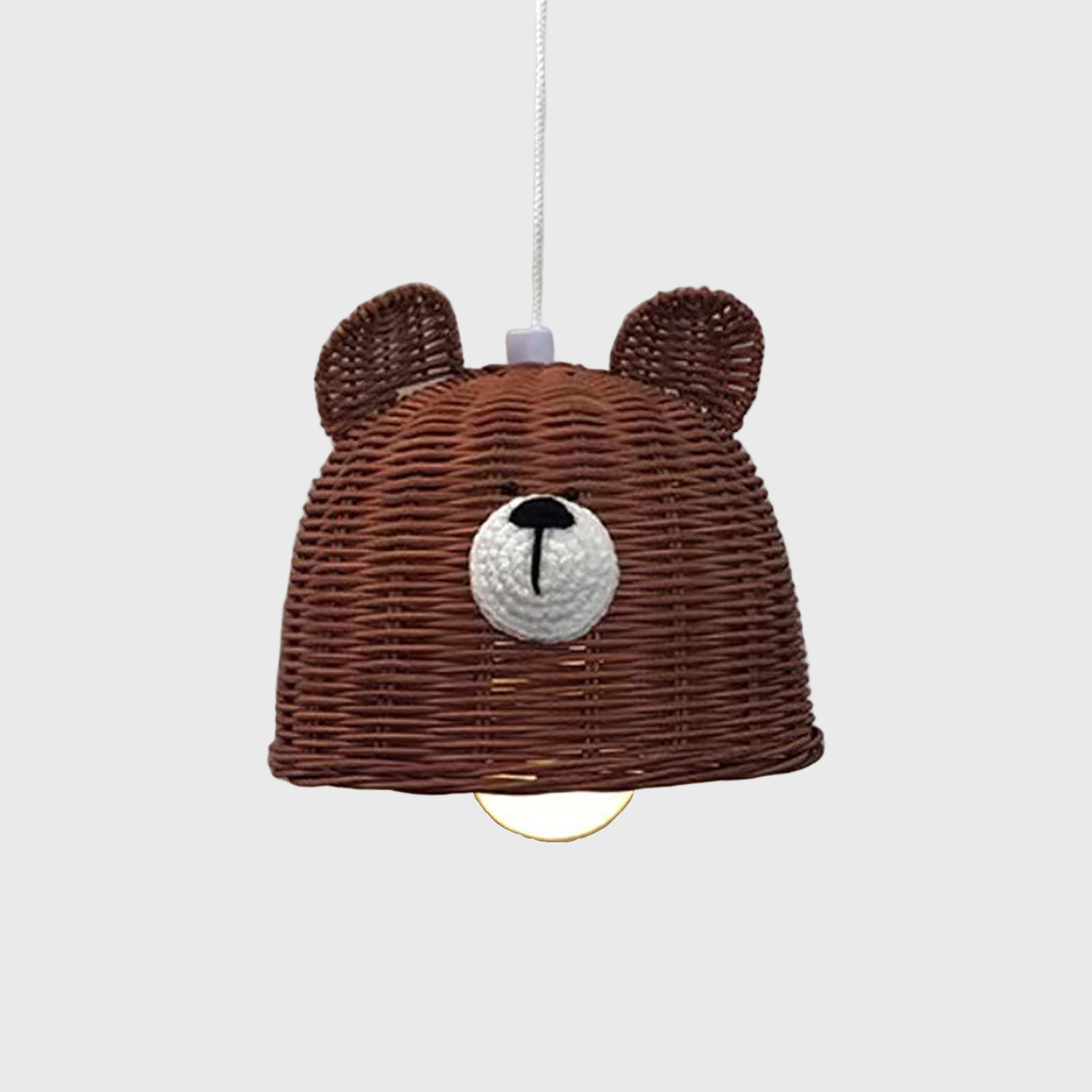 Adorable Bear Shaped Rattan Lamp Shade For Kids Room Table Lamp And Ceiling Handwoven Boho Farmhouse Lamp Cover Nursery Decor