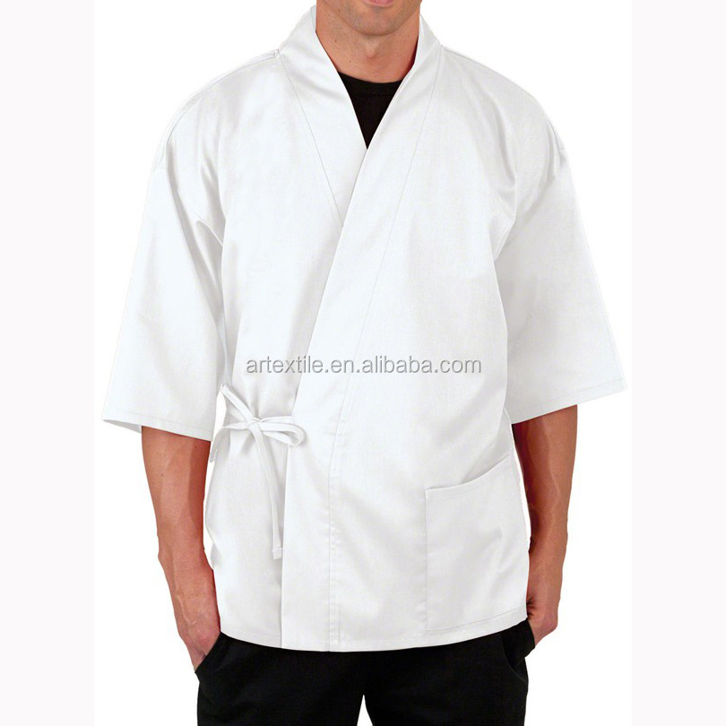 Quality Hotsell Polyester Cotton Twill White Fabric Sushi Chef Uniform and Jacket for Restaurant Use